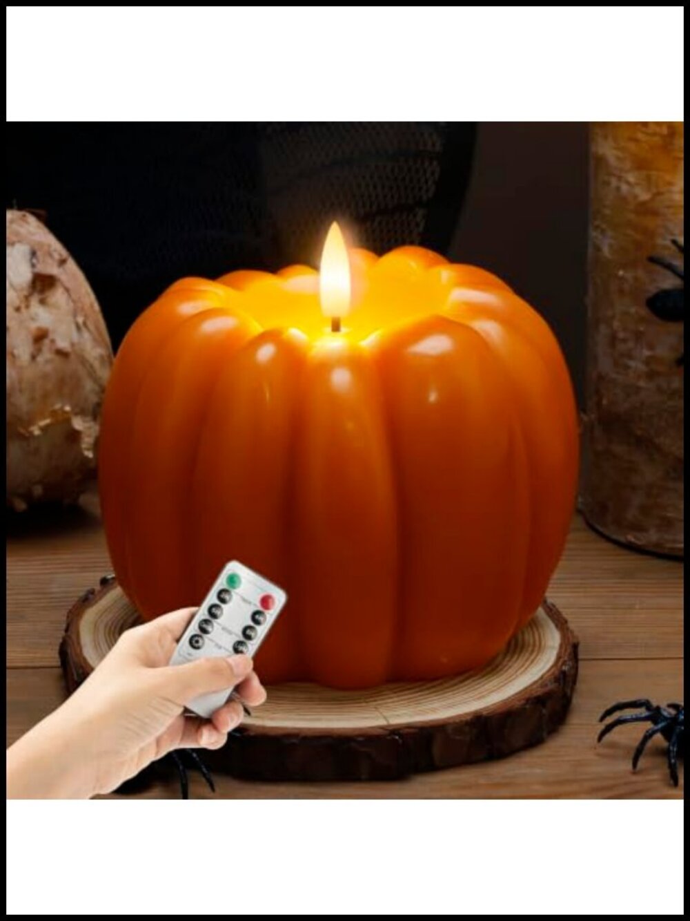 Flameless Pumpkin Candle Real Wax Remote Timer LED Fall Decor